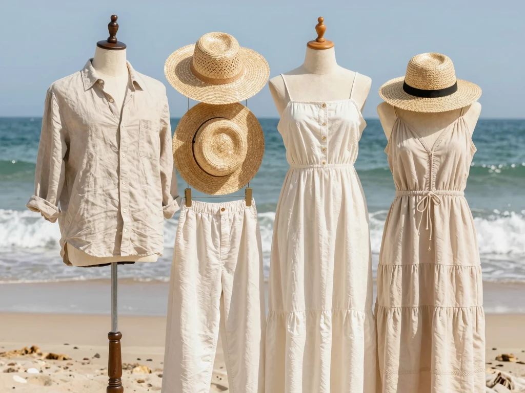 Coastal collection featuring light fabrics and natural materials